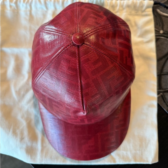 BRAND NEW WITH TAGS FENDI RED GLAZED FF ZUCCA MONOGRAM HAT BASEBALL BALL CAP - Picture 8 of 10